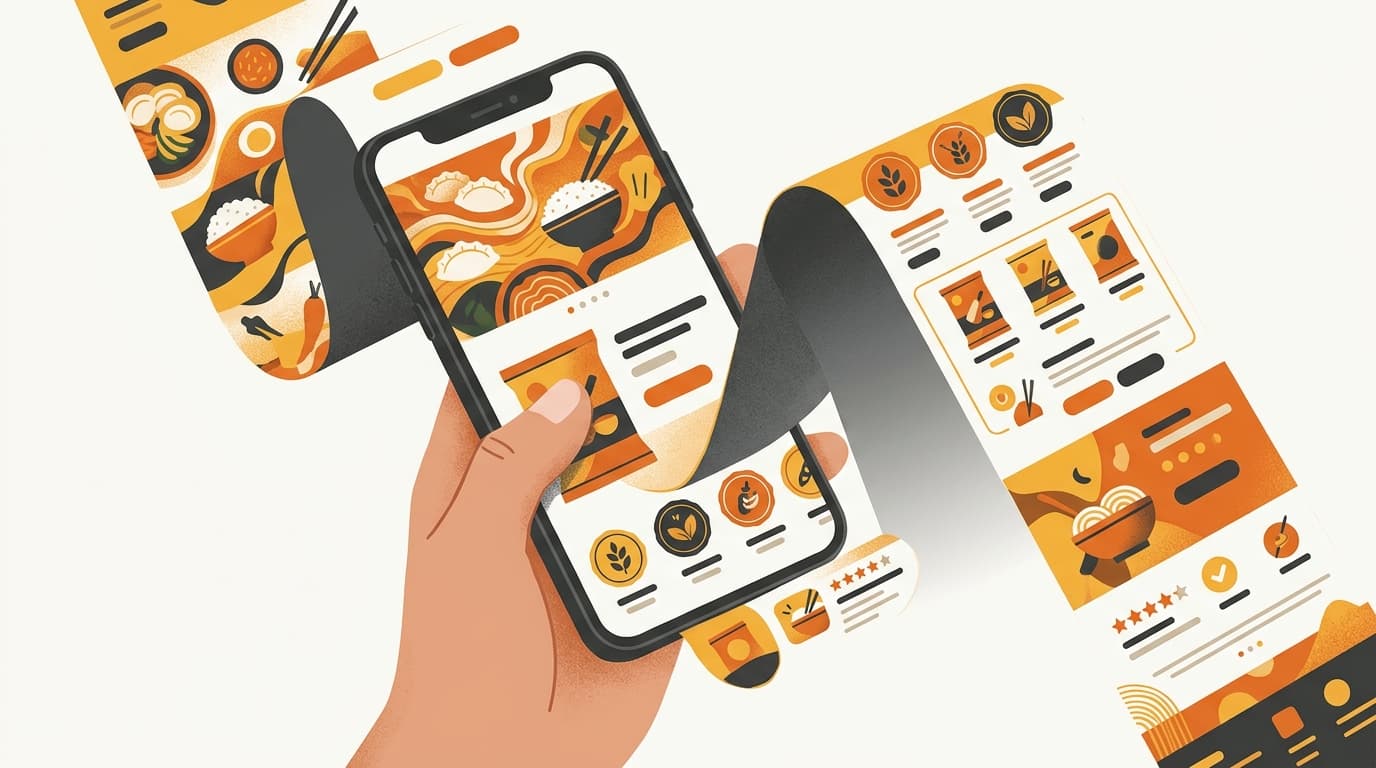 Illustration of a long Korean mobile PDP for a food product