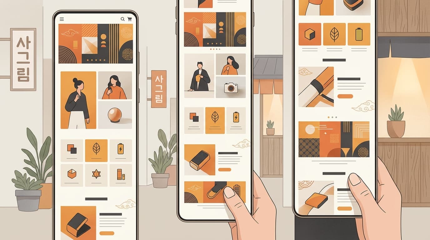 A long vertical Korean-style product detail page on a smartphone screen, being scrolled.