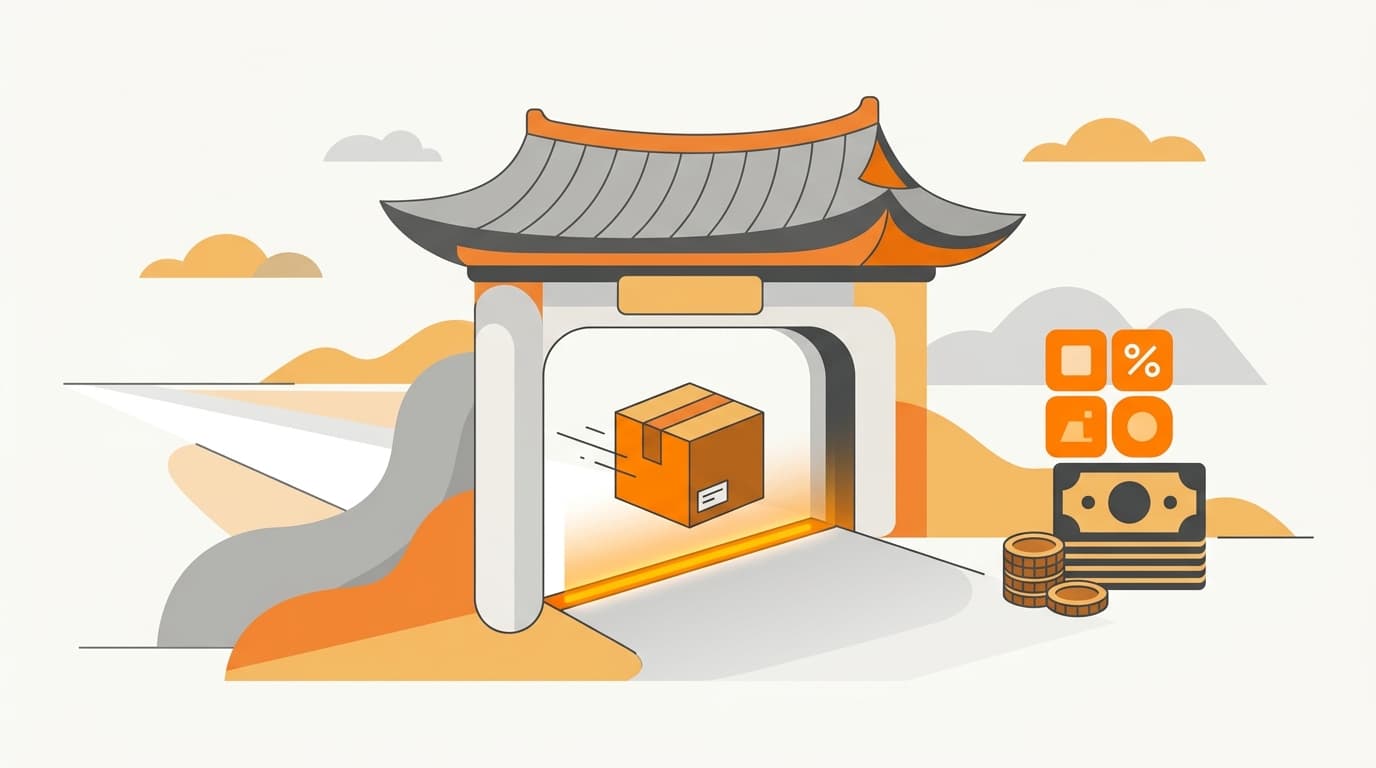 包裹通过韩国海关门槛线的示意图