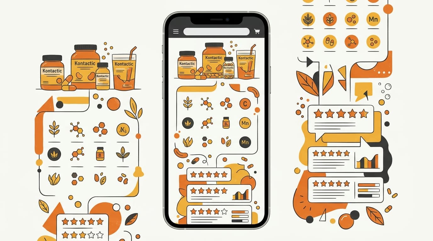 Illustration of a tall vertical Korean product detail page on a smartphone with stacked sections