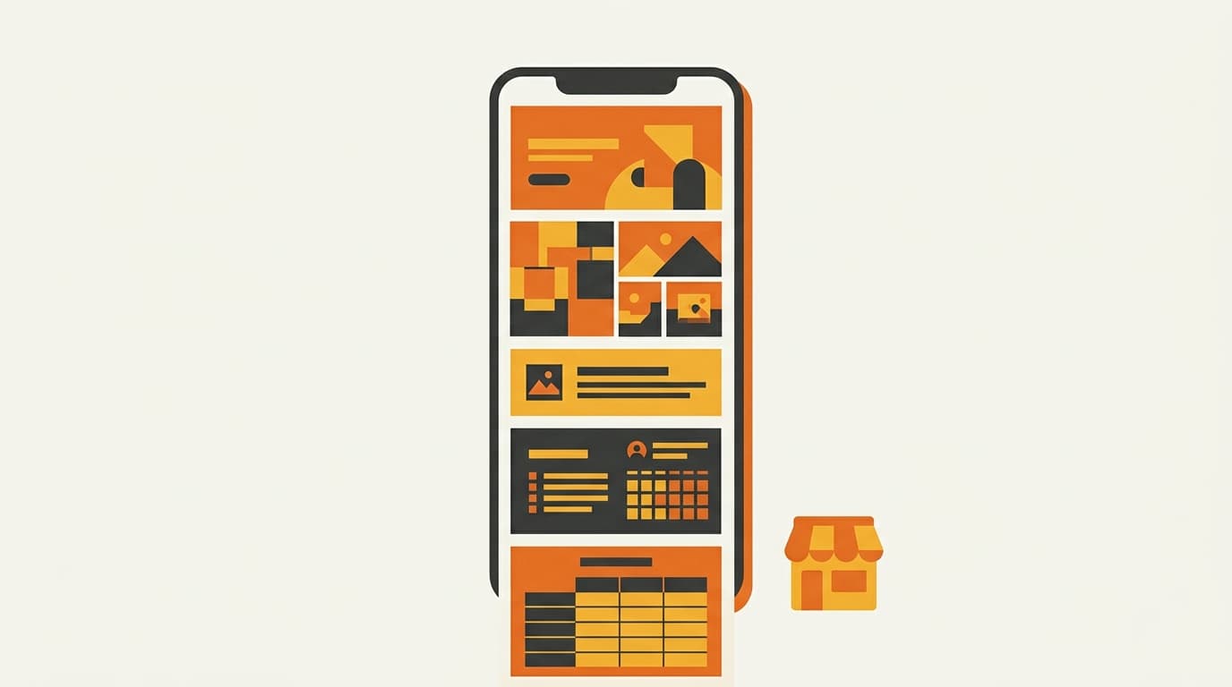 Stylized long-scroll Korean PDP on a mobile screen beside a small storefront icon