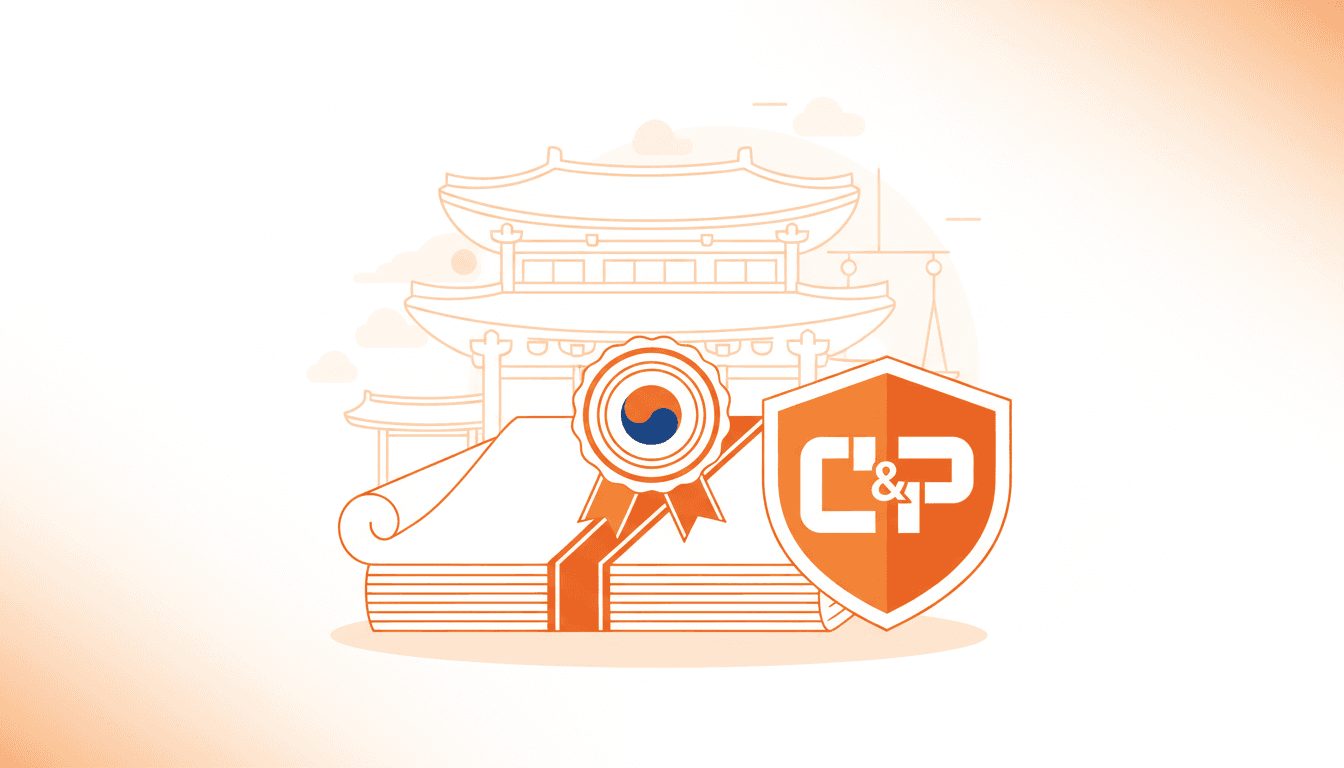 Customs officers reviewing import paperwork beside palletized consumer goods at a Korean cargo inspection area