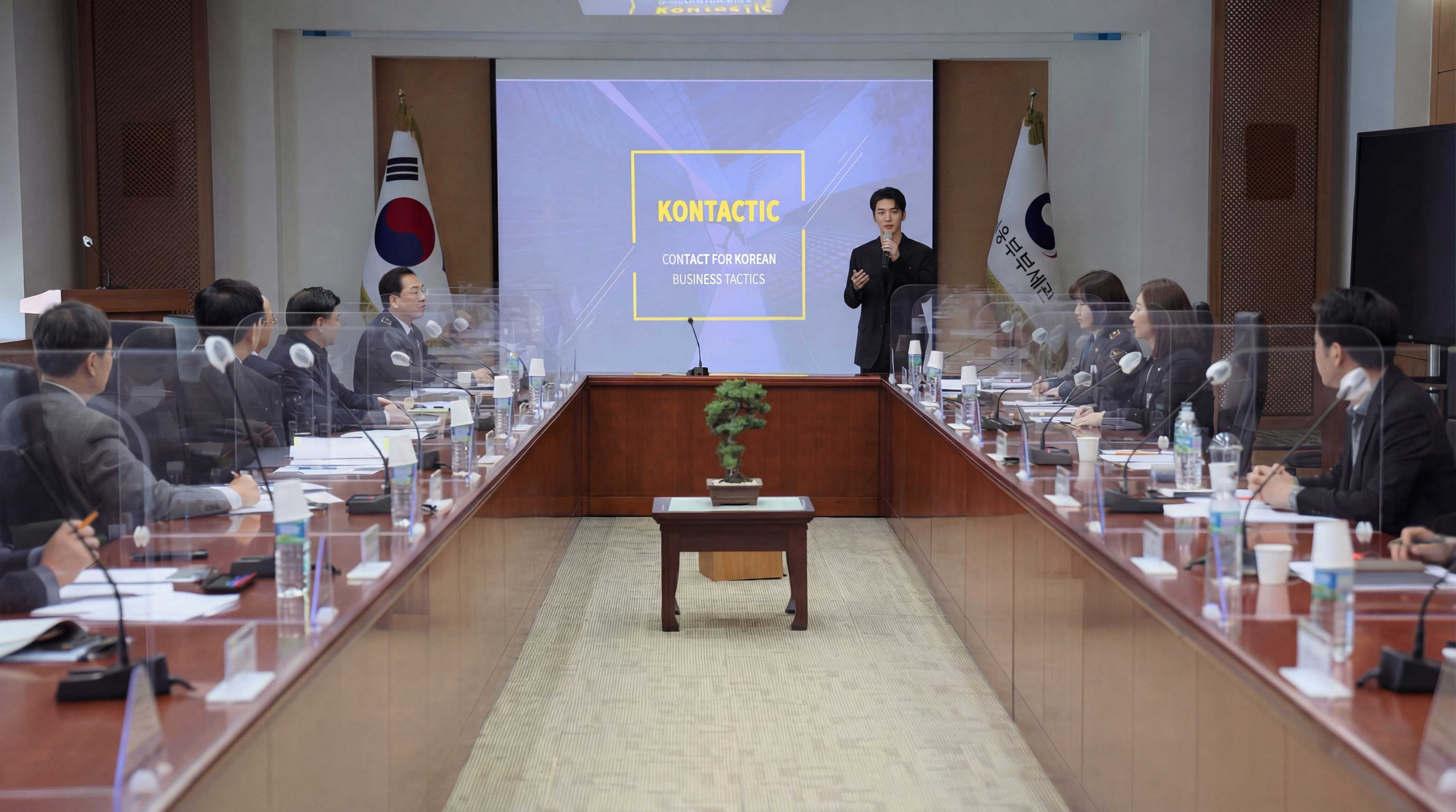 Isaac Lee presenting to government officials