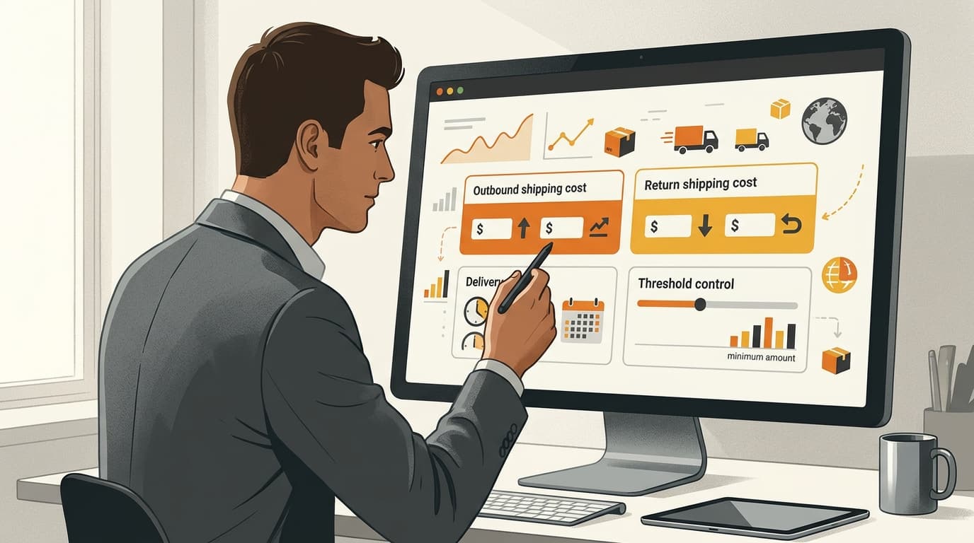 Four separate Coupang shipping settings represented on a seller dashboard