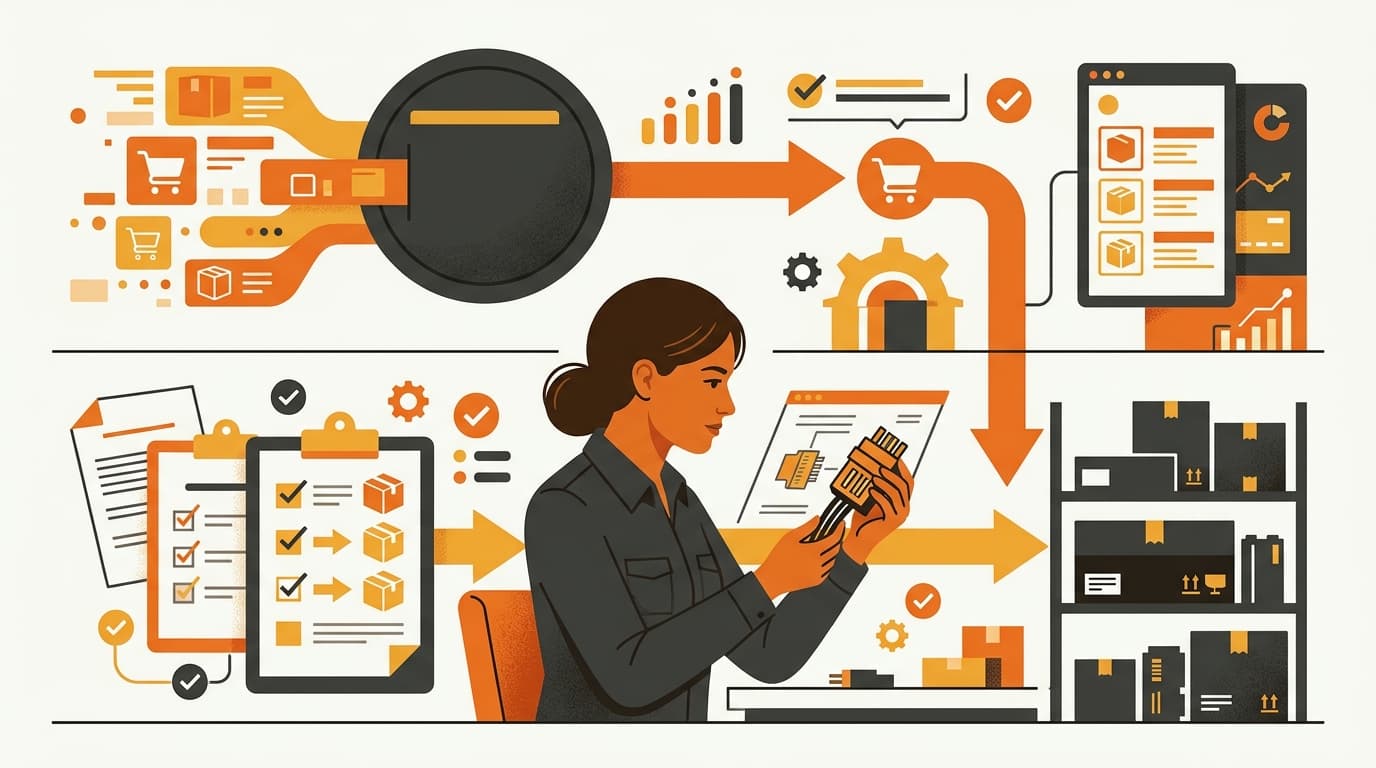 Operator checking an ERP connector against Rocket Growth shipment data
