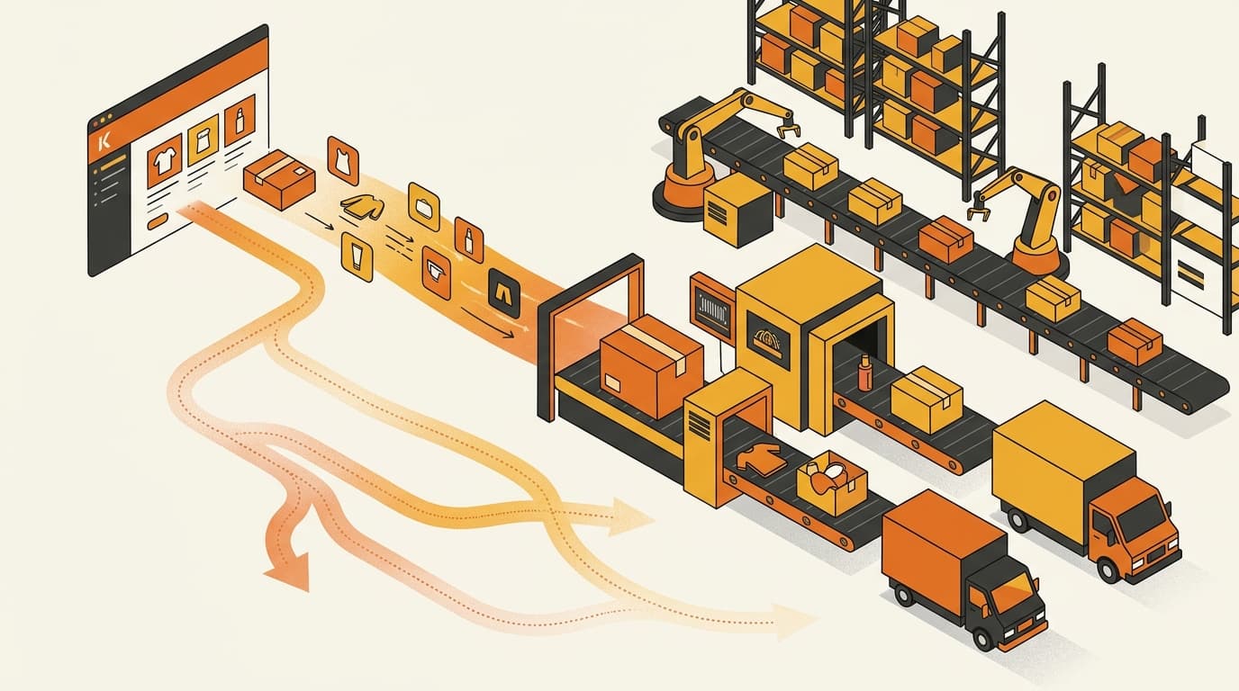 One Coupang order separating into possible and processed parcel paths