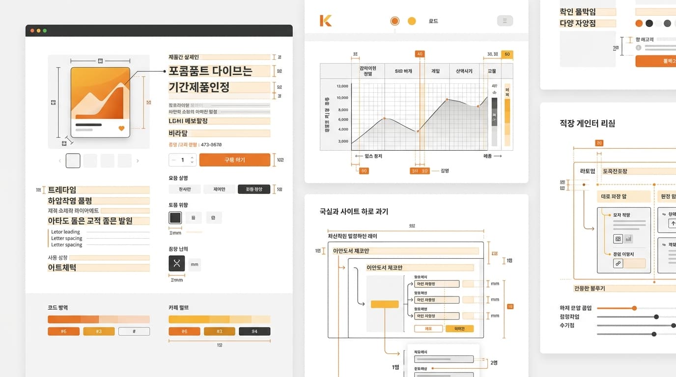 技術的な商品情報を配置する韓国語対応のレイアウト
