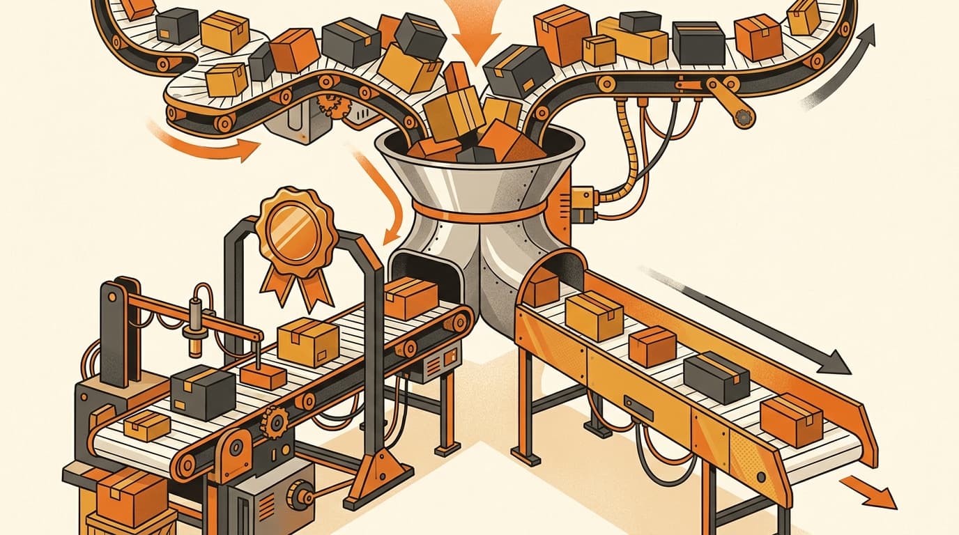 Products sorted into a certification lane and a clears-without-certification lane