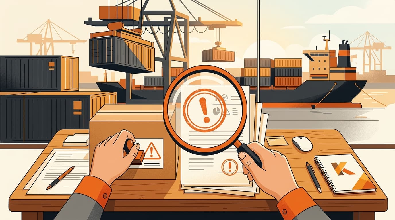 A reviewer catching a documentation issue at the desk before a shipment departs