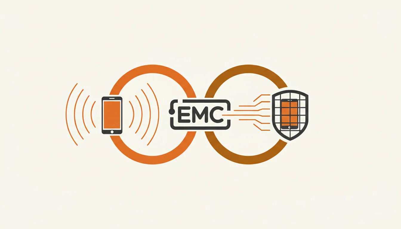 Diagram showing EMC splitting into emission and immunity branches
