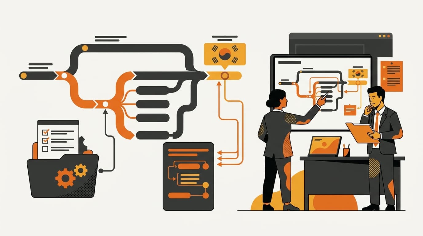 Dependency-aware Korea launch workflow with evidence and a custom procedure