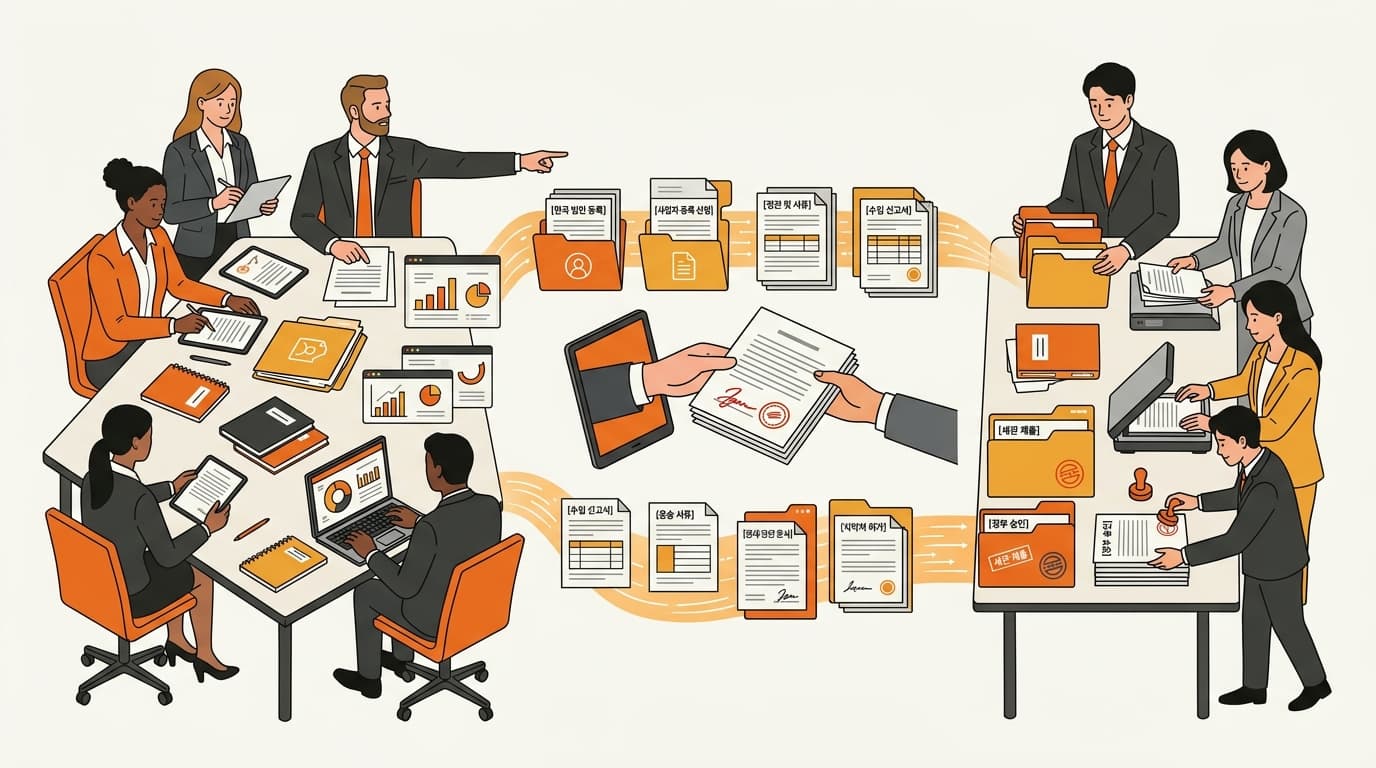 Brand documents prepared for authorized Korean tax and import submissions
