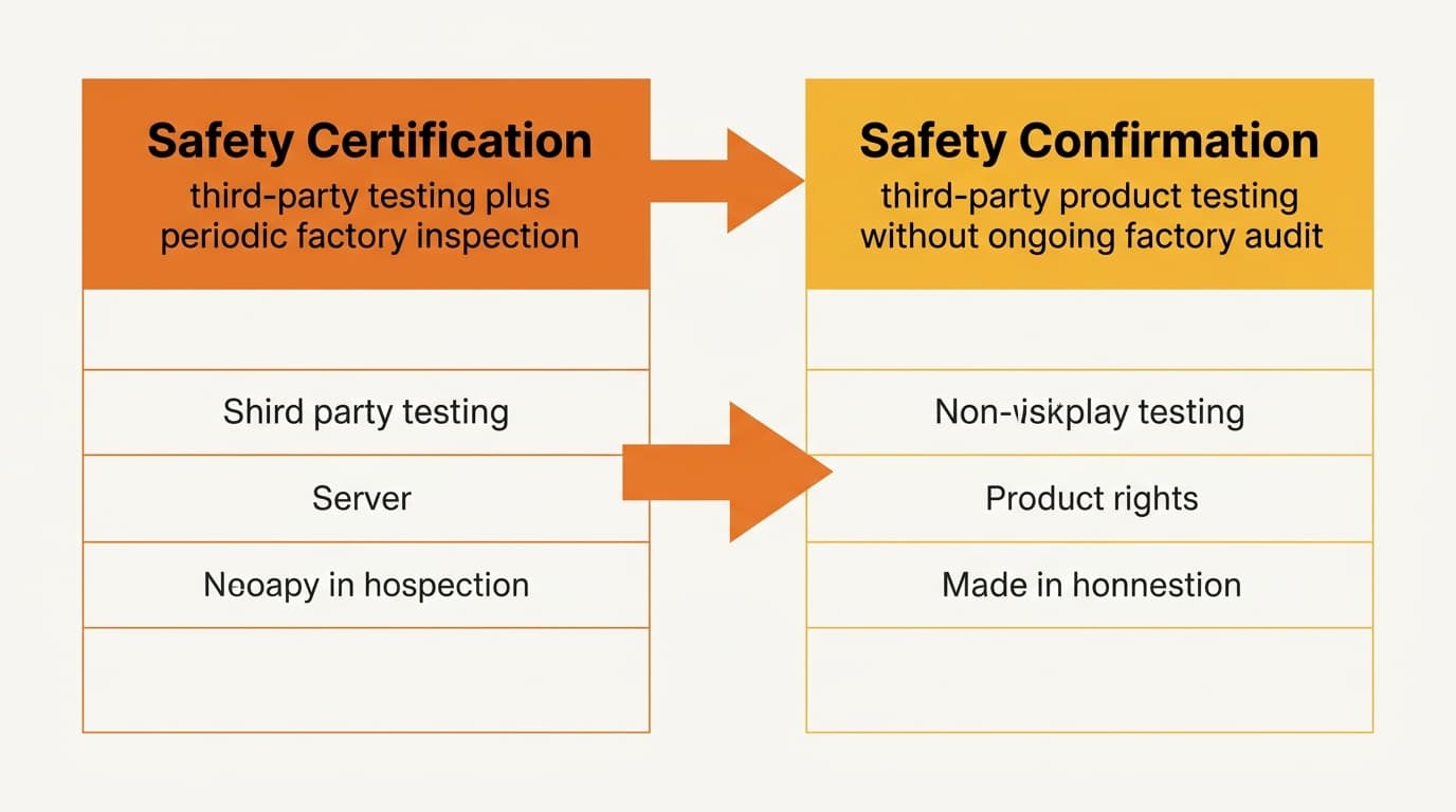 Side-by-side comparison of Safety Certification and Safety Confirmation tiers