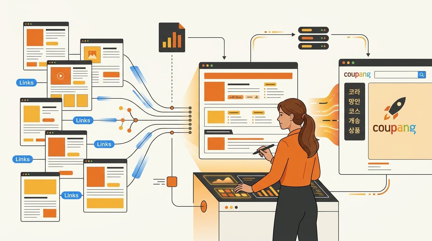 Product links converging into a reviewable source record before Coupang listing work