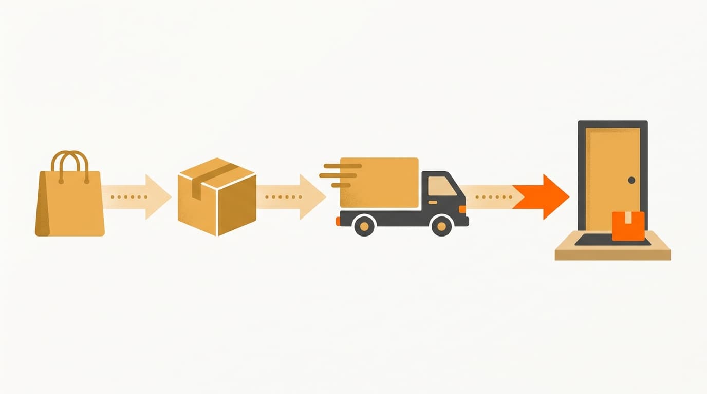 Order lifecycle from order created to delivery completed, with the final stage highlighted as the recognition trigger