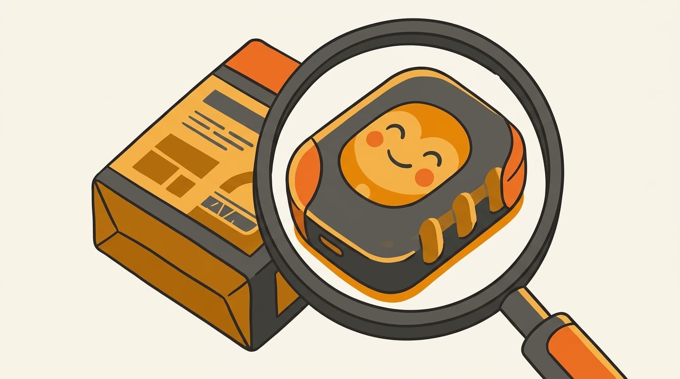 A magnifying glass revealing child-oriented design attributes beneath an everyday product